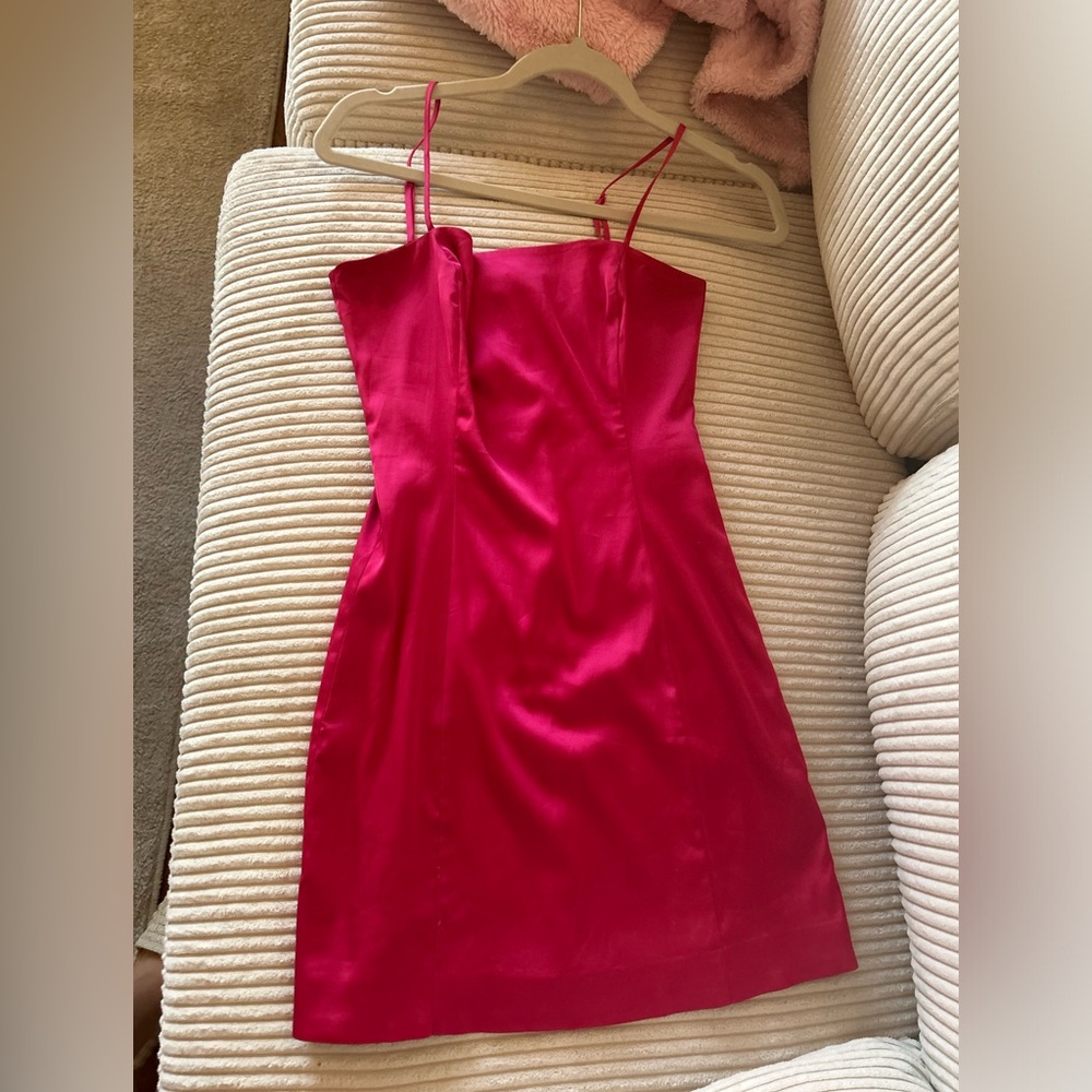 Sunday Best Fuchsia Satin Mini Dress